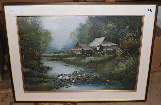 Thai Scene- oil by Art